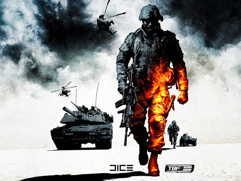  Campo de batalla, soldado, acción, helicóptero, videojuego, aventuras, fuego, Fondo de pantalla HD