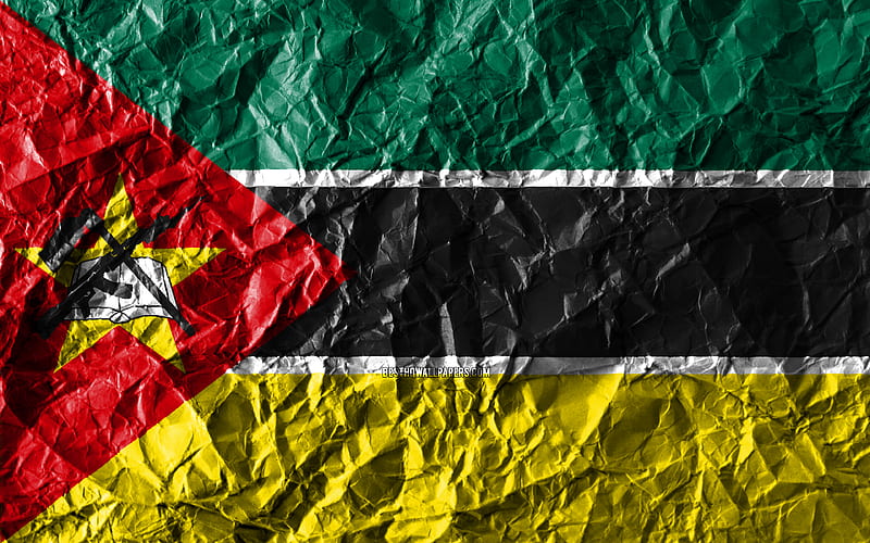 Mozambican flag crumpled paper, African countries, creative, Flag of Mozambique, national symbols, Africa, Mozambique 3D flag, Mozambique, HD wallpaper