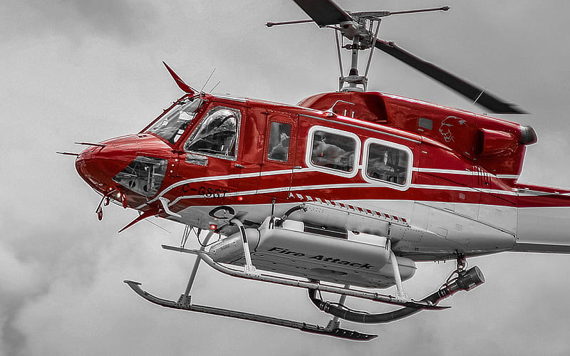 Bell 212, fire helicopter, Bell, civil aviation, Bell Helicopter, HD wallpaper