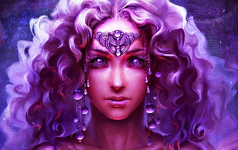 Sorceress, art, fantasy, purple, amethyst eyes, uildrim, pink, HD ...