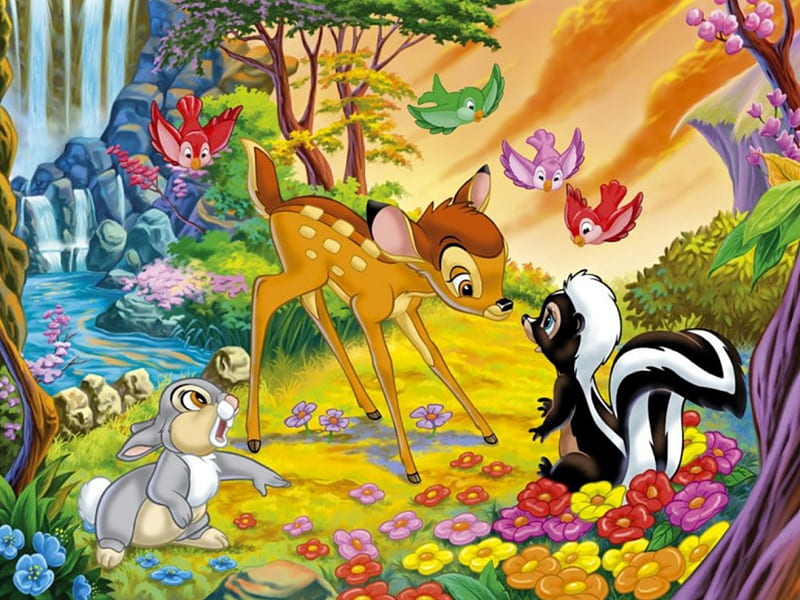 640x480px, animals, bambi, colorful, cute, disney, forest, HD wallpaper