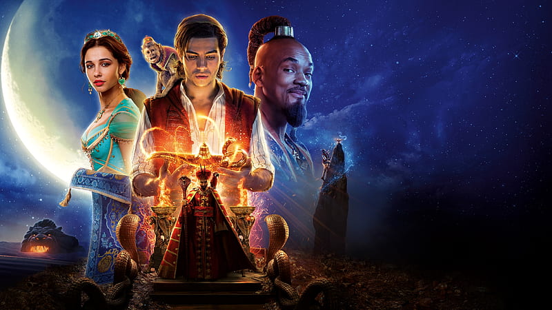 Aladdin 2019, poster, fantasy, aladdin, movie, disney, HD wallpaper
