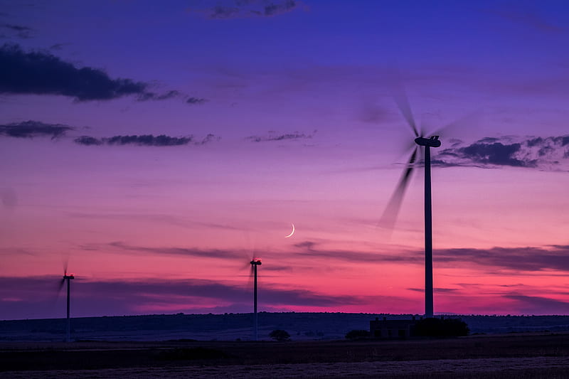 Wind Turbines, wind-turbines, nature, wind-farm, sunset, HD wallpaper
