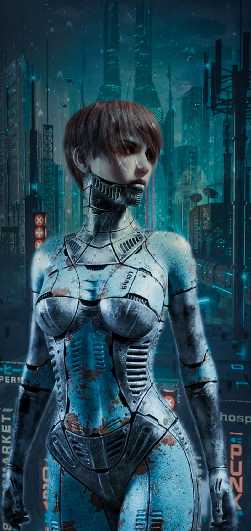Wallpaper girl, fiction, hand, art, cyborg, sci-fi, cyberpunk for mobile  and desktop, section фантастика, resolution 1920x1392 - download