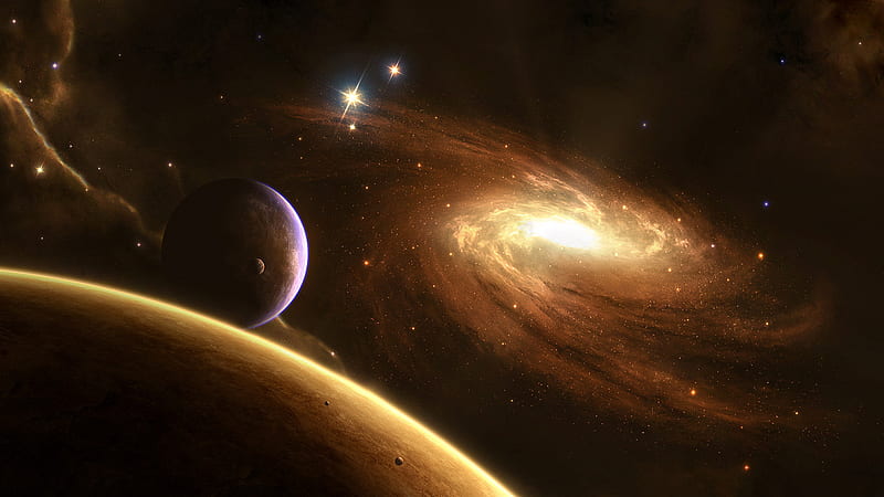 Glistening Galaxy And Planets In Black Sky Background Galaxy, HD wallpaper