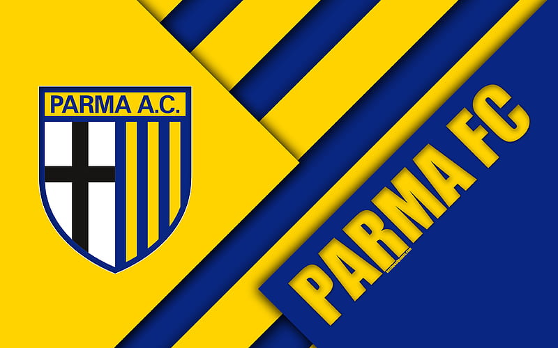 Parma FC, Parma Calcio 1913 material design, logo, yellow blue abstraction, Parma emblem, italian football club, Parma, Italy, Serie B, HD wallpaper