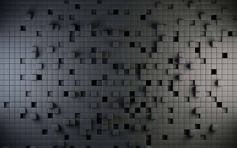 cubes, art, gray wall, creative, geometric shapes, HD wallpaper