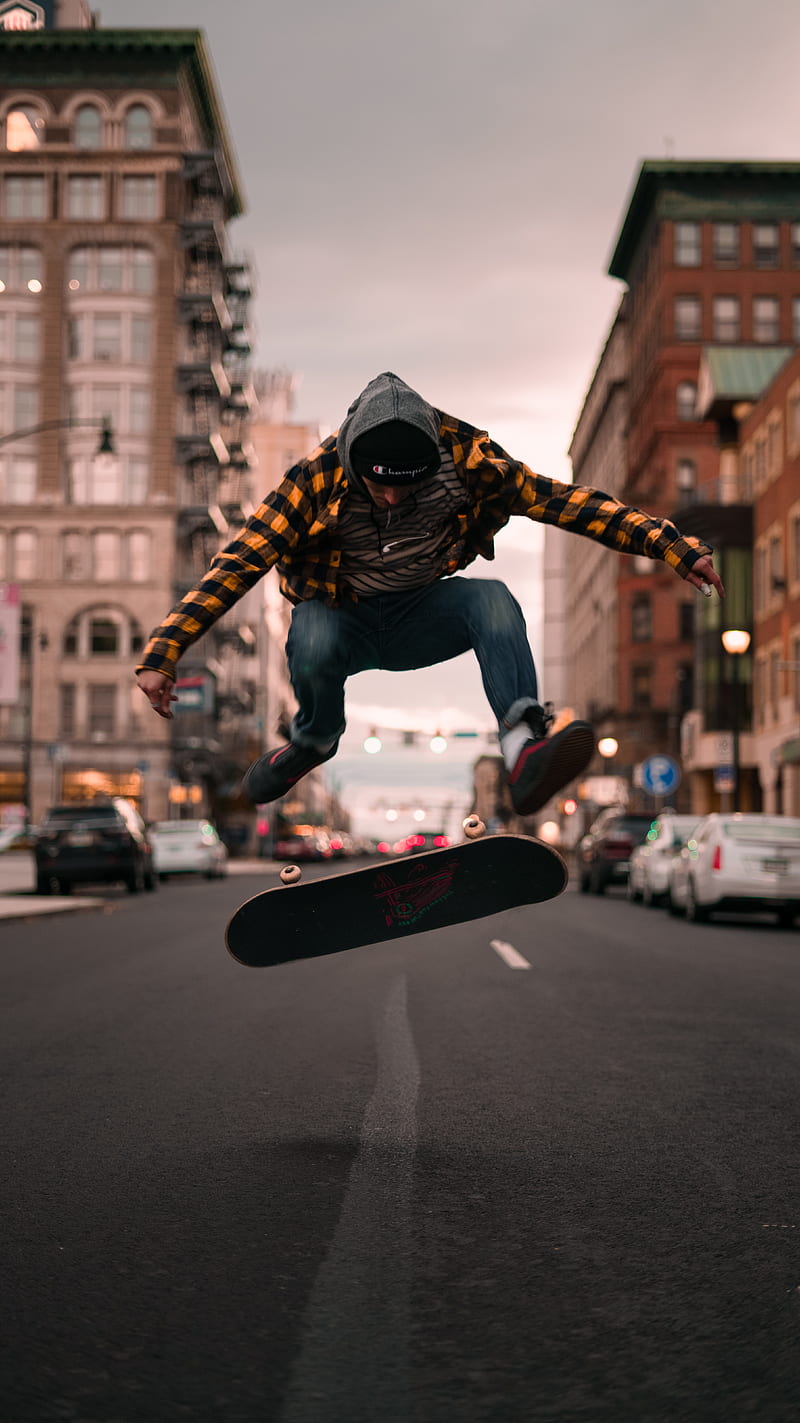 man, skateboard, jump, trick, skate, HD phone wallpaper