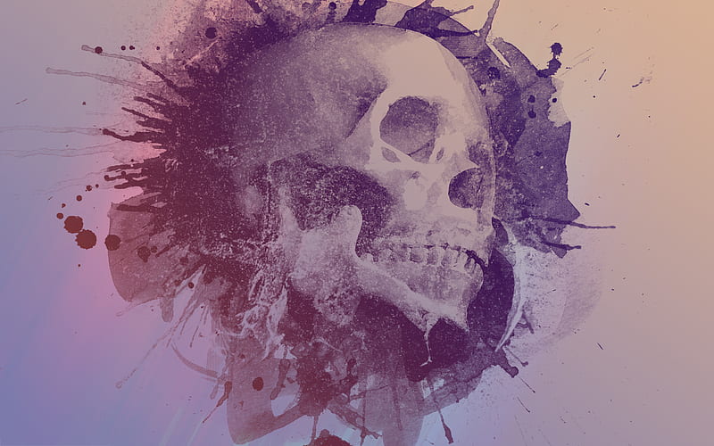 Skull Water Color Art, skull, digital-art, water, color, digital-art, artist, HD wallpaper