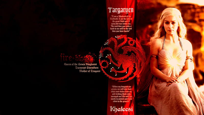 Game of Thrones - House Targaryen, pretty, stunning, stormborn, marvellous, westeros, game of thrones, bonito, adorable, woman show, nice, fantasy, tv show, outstanding tv series, daenerys targaryen, super, amazing, essos, fantastic, khaleesi wonderful, george r r martin, a song of ice and fire, medieval, entertainment, skyphoenixx1, awesome, great, emilia clarke, HD wallpaper