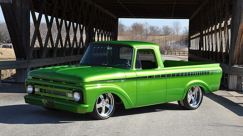 1962-Ford-F100-Pick-Up, Classic, Green, 1962, Truck, HD wallpaper