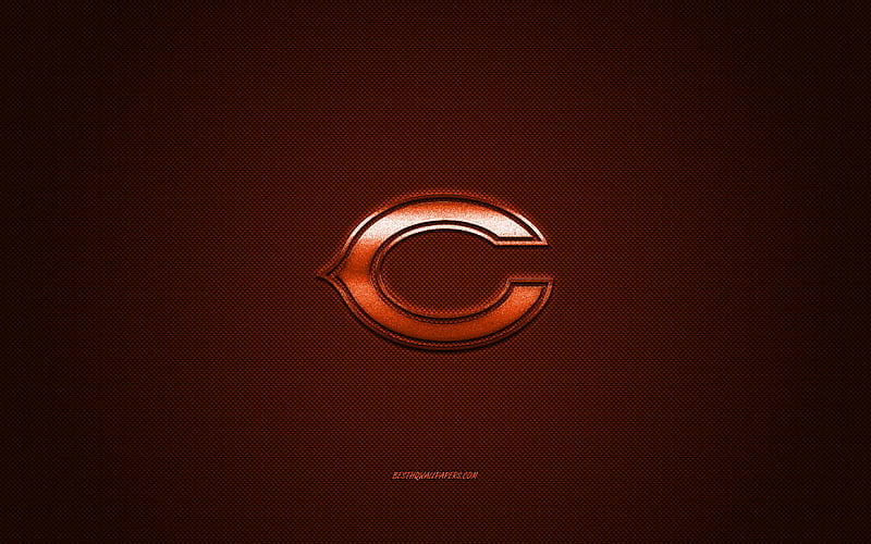 Chicago Bears, American football club, NFL, Orange logo, Orange carbon fiber background, American Football, Chicago, Illinois, USA, National Football League, Chicago Bears logo, HD wallpaper