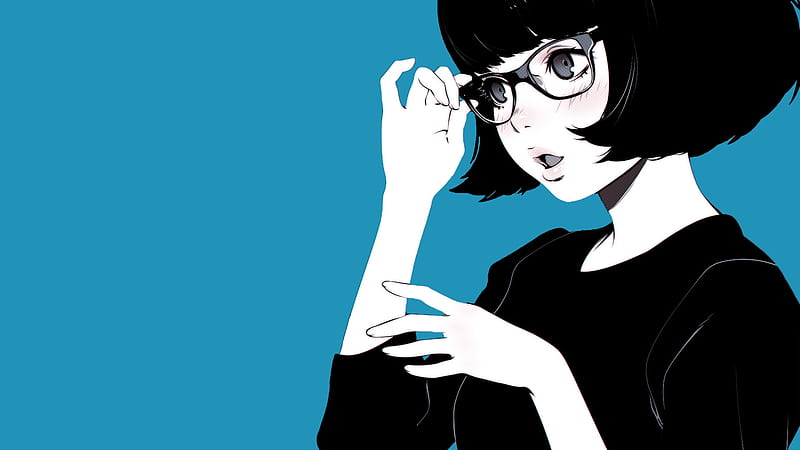 anime girl, short hair, glasses, semi realistic, Anime, HD wallpaper