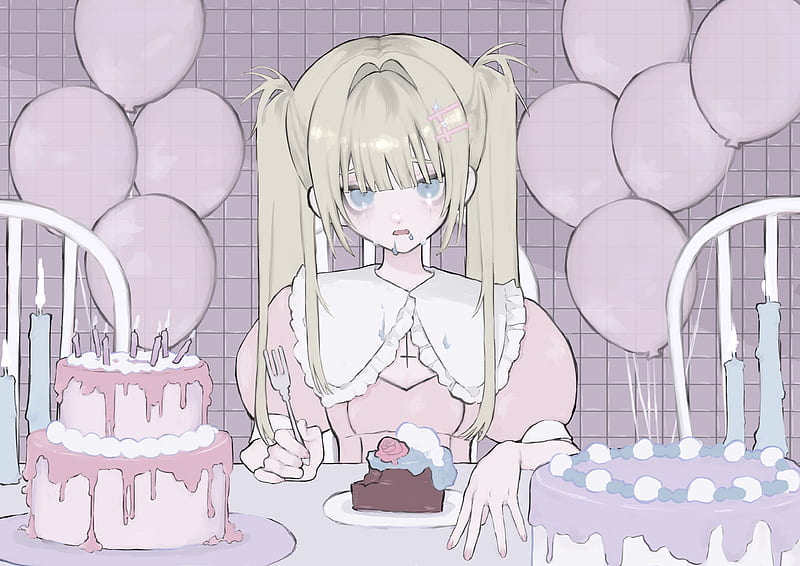 Anime, Girl, Cake, HD wallpaper | Peakpx