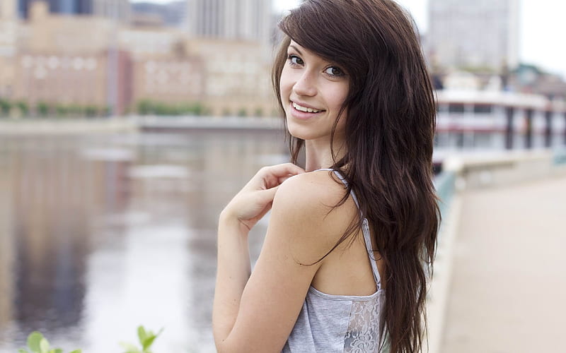 woman young smile face-, HD wallpaper