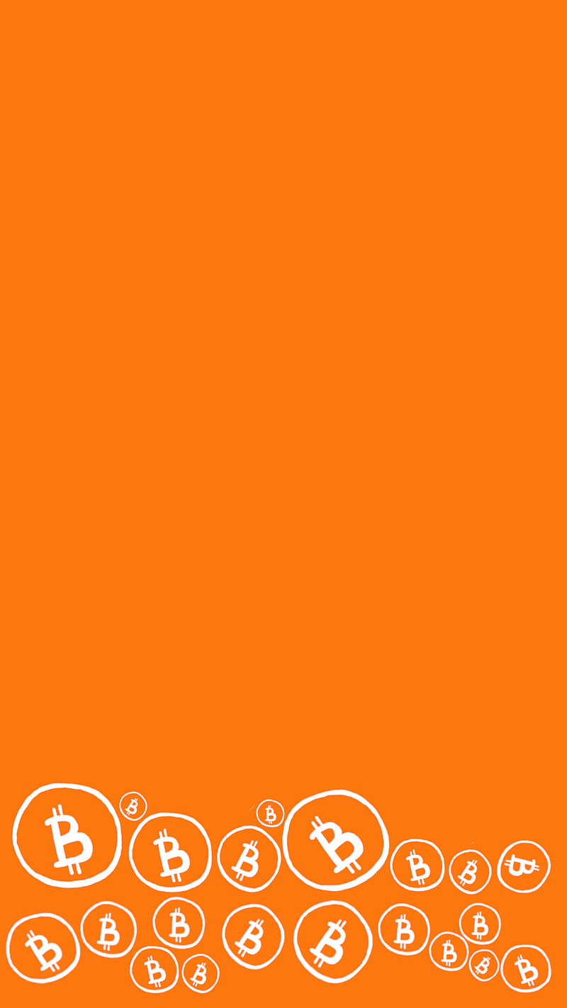 Bitcoin, coin, crypto, currency, drawing, illustration, internet, money, negative space, orange, HD phone wallpaper