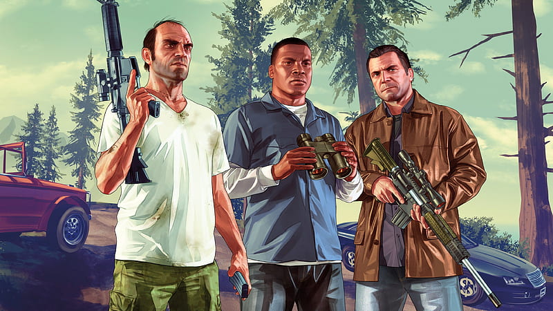 Franklin, Trevor, Michael GTA 5, characters, Grand Theft Auto V, HD wallpaper