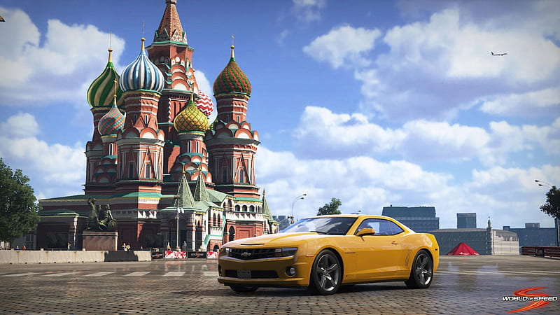 World Of Speed, video game, game, camaro, Cathedral, Russia, gaming, Church, chevrolet, car, HD wallpaper