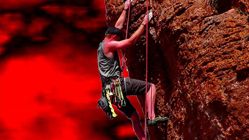 Arizona Rocky, mountain, climbing, enhanced, rock climbing, HD wallpaper