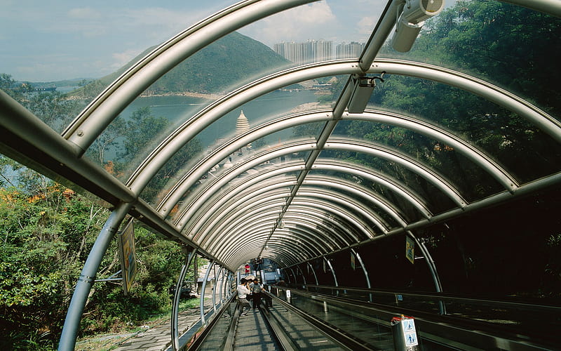 The world longest outdoor escalator 01-Hong Kong landscape, HD wallpaper