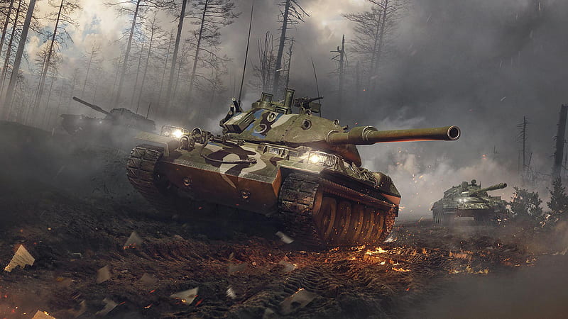 World Of Tanks Fire Shooting Tank In Forest World Of Tanks, HD wallpaper