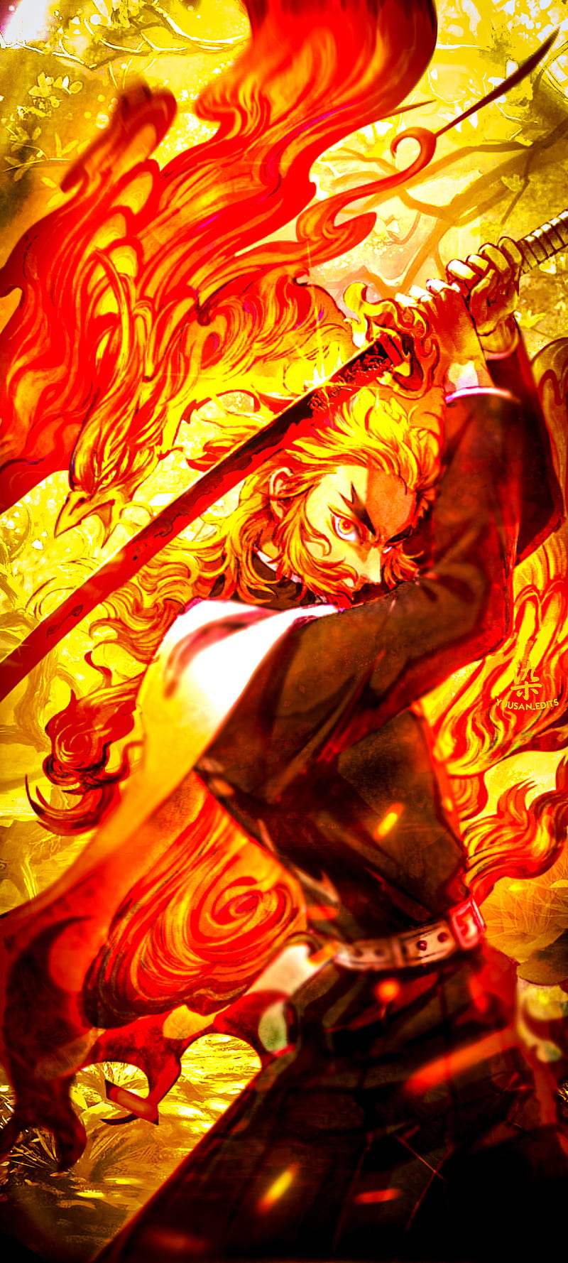 Estátua Rengoku Kyojuro Hashira Pilar das Chamas: Demon Slayer