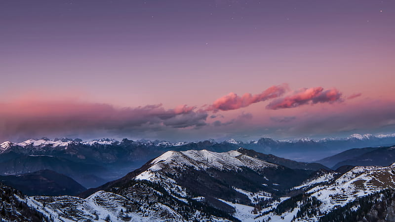 Mountains Starry Sky Night Snow Dolomites Italy , sky, night, snow, mountains, nature, italy, HD wallpaper