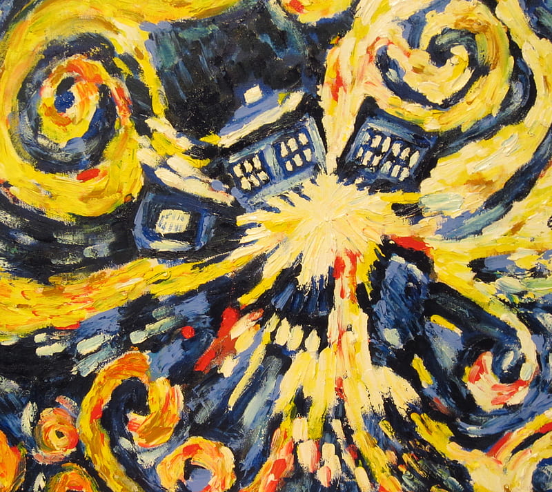 Van Gogh TARDIS, doctor who, pandorica, HD wallpaper