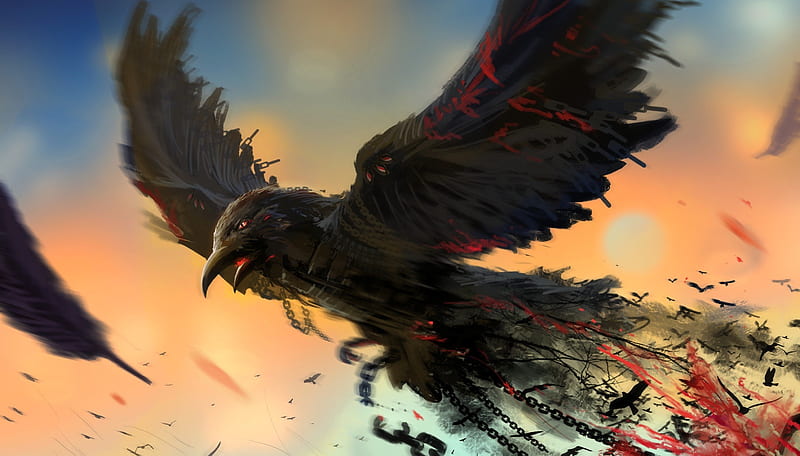 Raven Artwork, raven, bird, artist, art, digital-art, HD wallpaper