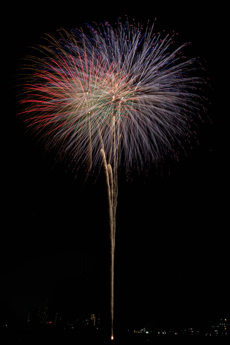 fireworks, salute, sparks, dark, sky, HD phone wallpaper