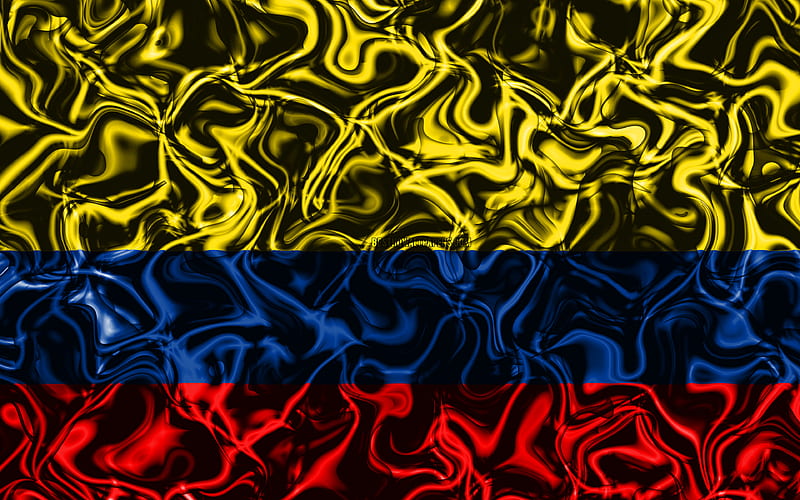 Flag of Colombia, abstract smoke, South America, national symbols, Colombiaт flag, 3D art, Colombia 3D flag, creative, South American countries, Colombia, HD wallpaper