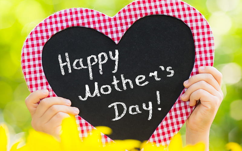 Mothers Day, heart in hands, greeting card, I love my mom, children hands, HD wallpaper