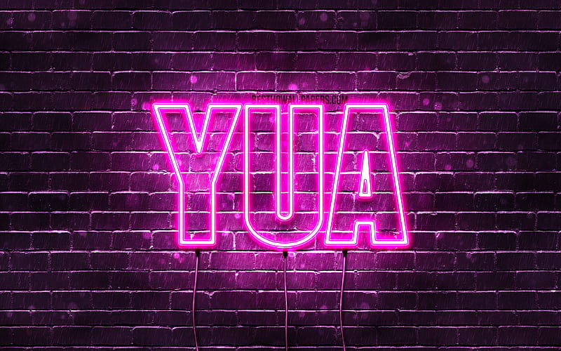 Yua with names, female names, Yua name, purple neon lights, Happy Birtay Yua, popular japanese female names, with Yua name, HD wallpaper