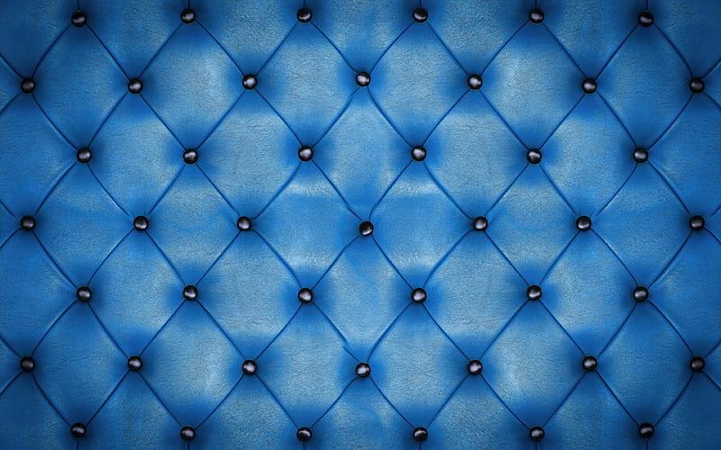 blue leather upholstery tufted blue upholstery, blue leather, macro, blue leather background, leather textures, blue backgrounds, HD wallpaper