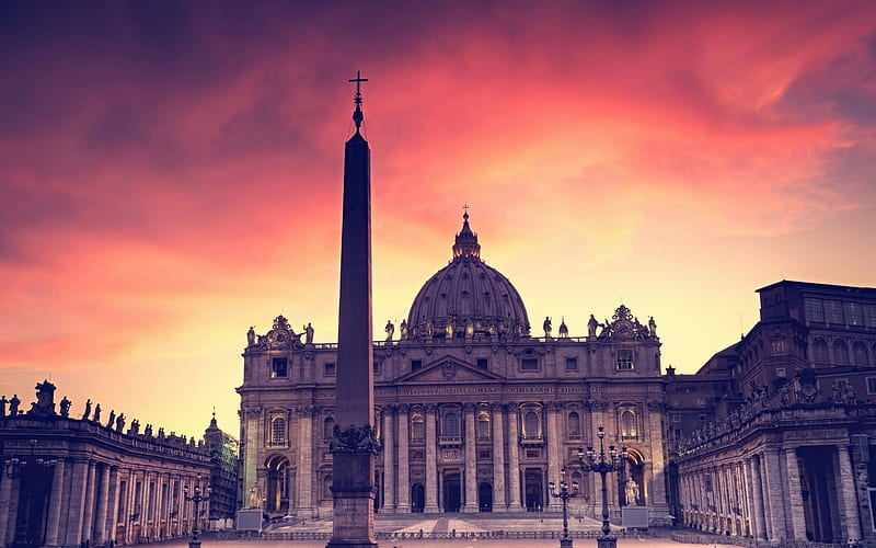 Vatican, Saint Pauls Cathedral, sunset, evening, Catholic Cathedral, St Peters Square, HD wallpaper