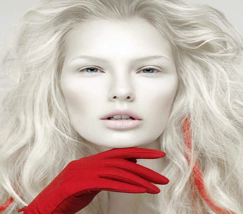 Ghostly Beauty, Red, Model, White, Woman, Gloves, Albino, HD wallpaper