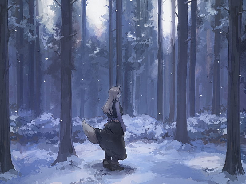 holo, ookami to koushinryou, forest, tail, animal ears, Anime, HD wallpaper