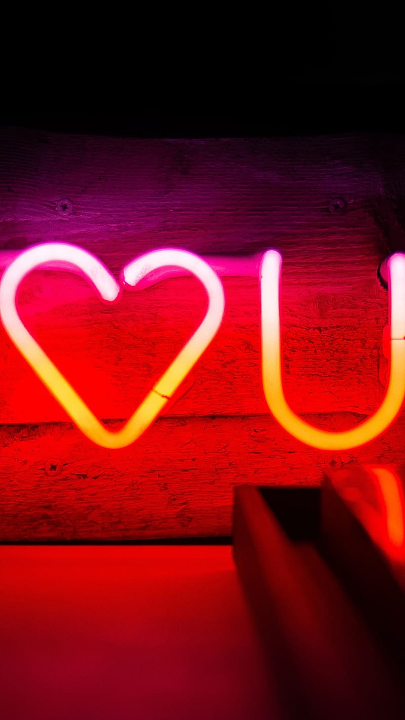 I Love U In Red And Pink Light, i love u, red, pink, light, heart, love, HD phone wallpaper