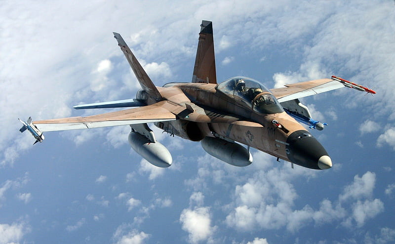F/A-18B HORNET, f18, fighter, recon, military, blueskies, jet, hornet, HD wallpaper