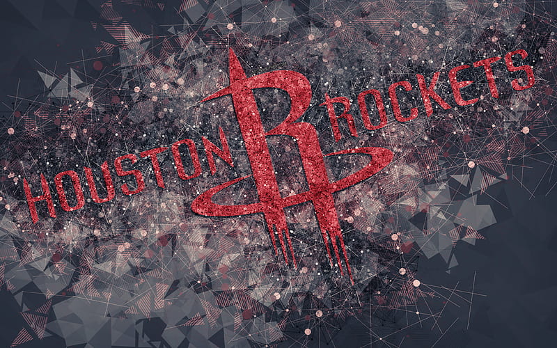 Houston Rockets creative geometric logo, American basketball club, creative art, NBA, emblem, mosaic, red abstract background, National Basketball Association, Houston, Texas, USA, basketball, HD wallpaper