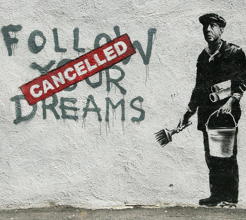 Cancelled, awesome, banksy, cool, expression, graffiti, revolution, HD wallpaper