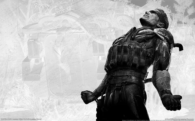 Crave, soldier, fighter, metal gear solid 4, guns of the patriots, black and white, video game, metal gear solid, adventure, HD wallpaper