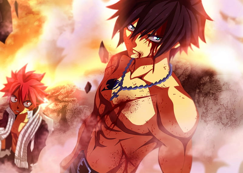 Don't lose it, Fairy Tail, Anime, Manga, D, Natsu Dragneel, E, Gray Fullbuster, Dragon Slayer, Ice, Fire, Dont Lose It, Scarf, Devil Slayer, Etherious, N, Tartarus Arc, HD wallpaper