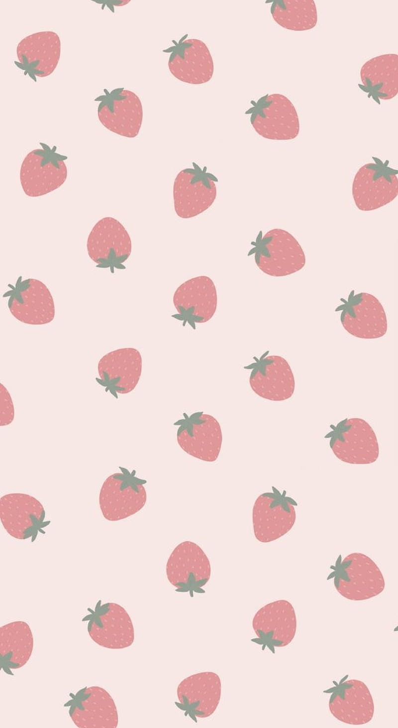 Asthetic strawberries, red, cawai, pink, cute, HD phone wallpaper
