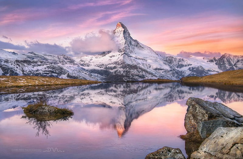 Matterhorn, mountain, cool, nature, fun, lake, HD wallpaper