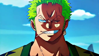 Zoro full body 4k hd with effect dark fire with luffy with smile