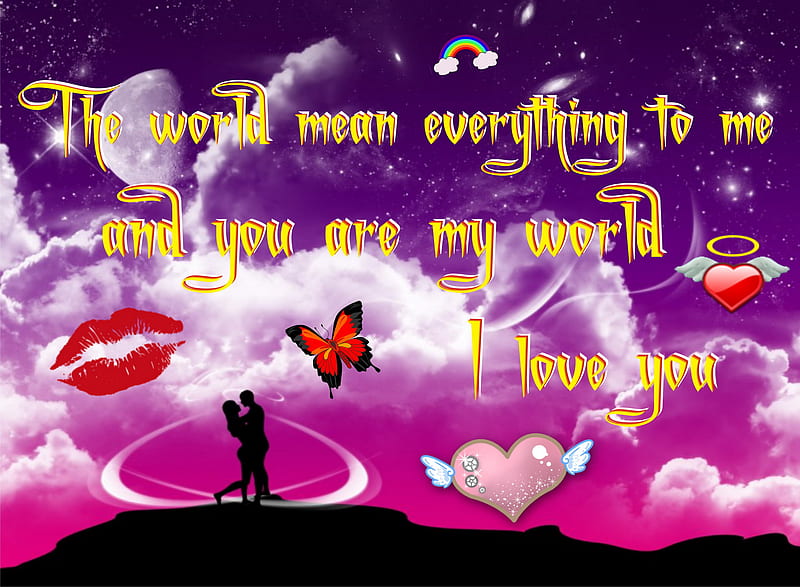 I Love You, couple, cute, siempre, heart, hug, moon, romantic, sky, sweet, HD wallpaper