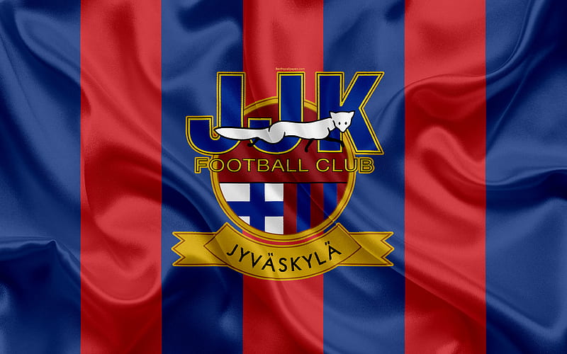JJK Jyvaskyla FC Finnish football club, emblem, logo, Finnish Premier Division, Jyvaskyla, Finland, football, silk texture, HD wallpaper