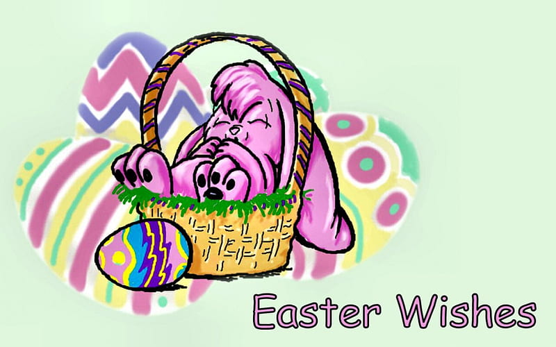 Easter Wishes, art, holiday, illustration, artwork, Easter, basket, love, painting, wide screen, bunny, occasion, HD wallpaper