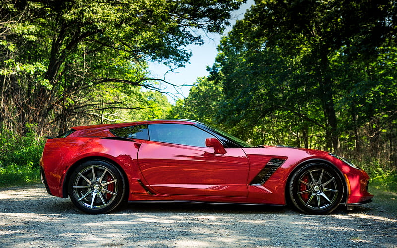Chevrolet Corvette, 2017, Callaway AeroWagen Package tuning packages, red Corvette, sports coupe, Chevrolet, HD wallpaper